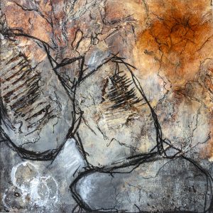 abstract acrylic painting mixed media collage on paper